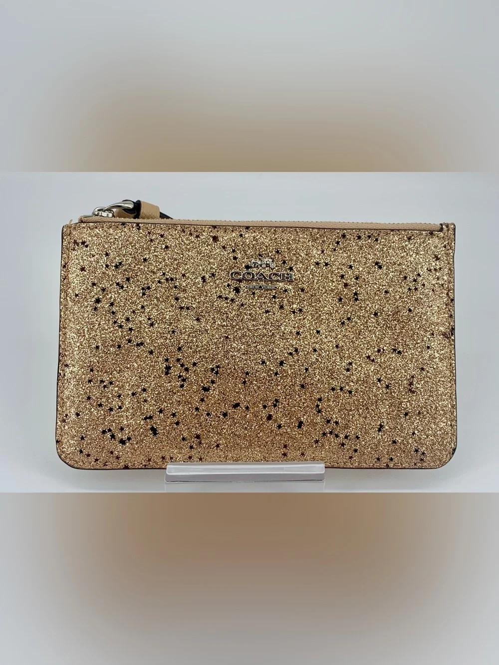 Coach F38641 Star Gold Glitter Wristlet